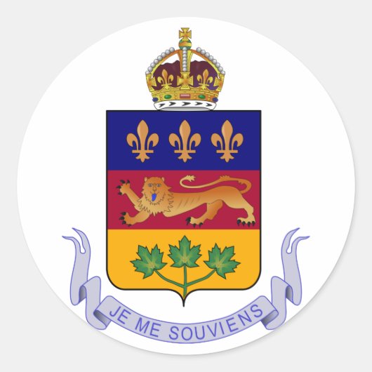 Wapenschild van Québec Officiële Canada Heraldry L Ronde Sticker (Voorkant)