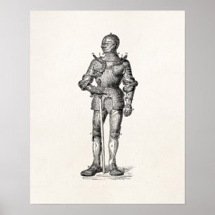Wapenstaart Knight Shining Armor Sword Medieval Poster