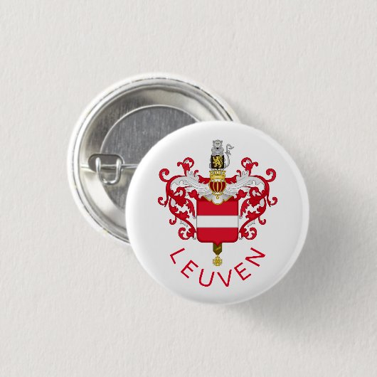 Wapenstaart Leuven, België Ronde Button 3,2 Cm (Voorkant /achterkant)
