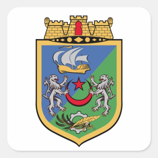 Wapenstaart van Algiers Vierkante Sticker (Voorkant)