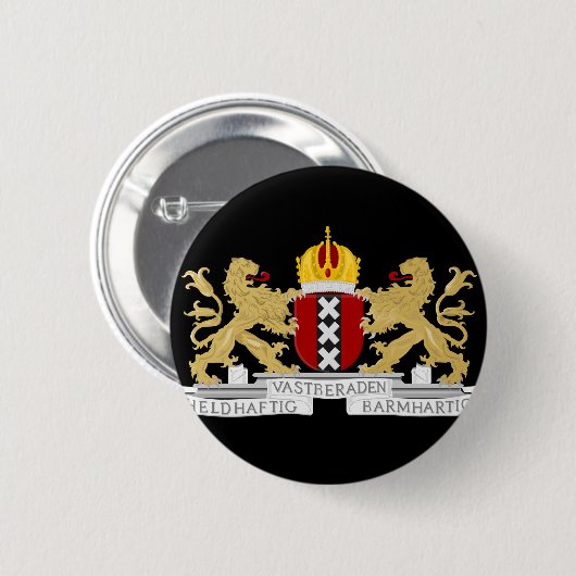Wapenstaart van Amsterdam Ronde Button 5,7 Cm (Voorkant /achterkant)