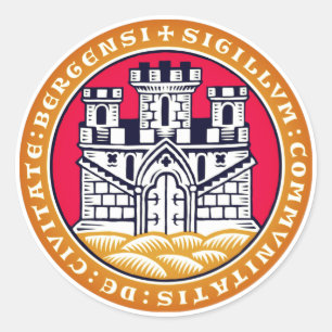 Wapenstaart van Bergen, Noorwegen Ronde Sticker