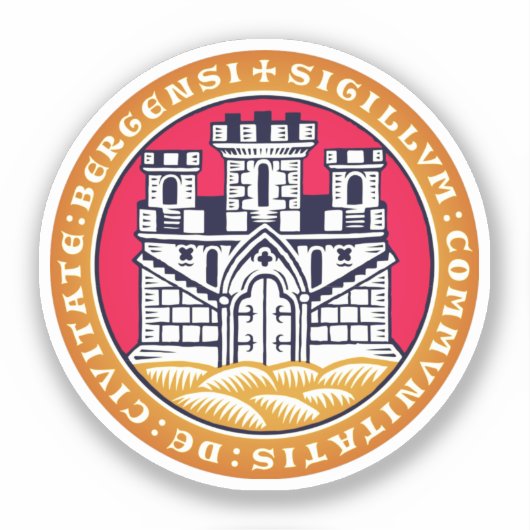 Wapenstaart van Bergen, Noorwegen Sticker (Voorkant)