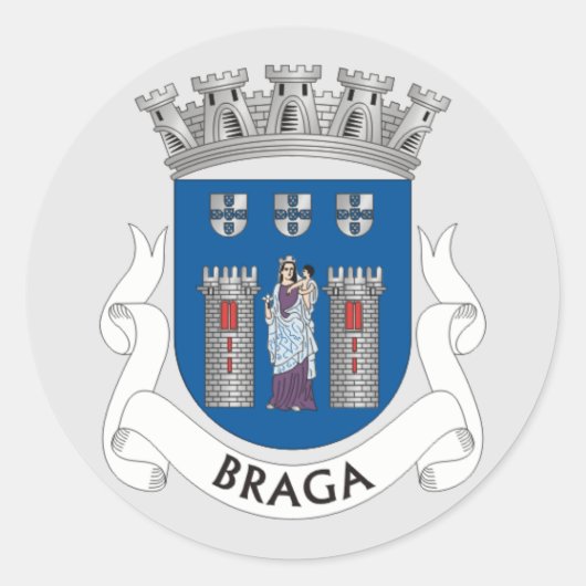 Wapenstaart van Braga, Portugal Ronde Sticker (Voorkant)