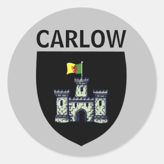 Wapenstaart van Carlow (stad), Ierland Ronde Sticker (Voorkant)