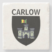 Wapenstaart van Carlow (stad), Ierland Stenen Onderzetter (Voorkant)