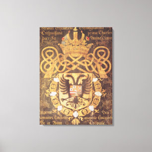 Wapenstaart van Charles V van het 23e hoofdstuk Canvas Afdruk