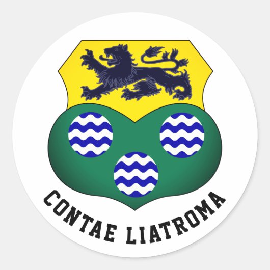 Wapenstaart van County Leitrim, Ierland Ronde Sticker (Voorkant)