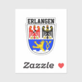 Wapenstaart van Erlangen, DUITSLAND Sticker (Vel)