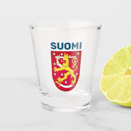 Wapenstaart van Finland Shot Glas (Voorkant)