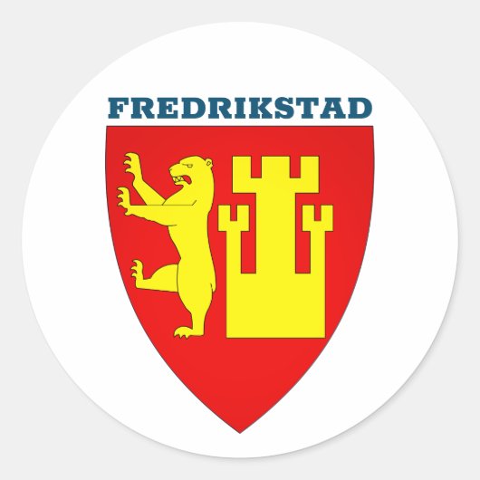 Wapenstaart van Fredrikstad, Noorwegen Ronde Sticker (Voorkant)