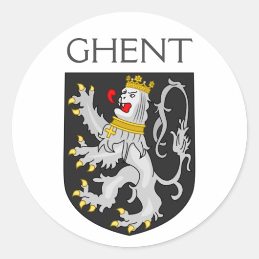 Wapenstaart van Gent, België Ronde Sticker (Voorkant)
