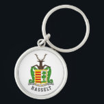 Wapenstaart van Hasselt, België Sleutelhanger<br><div class="desc">Hasselt is een Belgische stad en gemeente en hoofdstad en grootste stad van de provincie Limburg in het Vlaamse gewest België. De gemeente Hasselt omvat de oorspronkelijke stad Hasselt, de oude gemeenten Sint-Lambrechts-Herk, Wimmertingen, Kermt, Spalbeek, Kuringen, Stokrooie, Stevoort en Runkst, alsmede de hammen en parochieën van Kiewit, Godsheide en Rapertingen....</div>