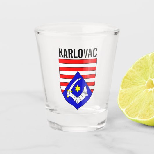 Wapenstaart van het district Karlovac, Kroatië Shot Glas (Voorkant)