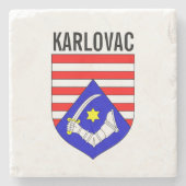 Wapenstaart van het district Karlovac, Kroatië Stenen Onderzetter (Voorkant)