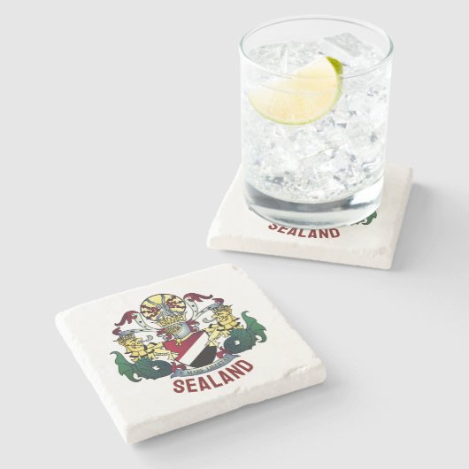 Wapenstaart van het Vorstendom Sealand Stenen Onderzetter (Zijkant)