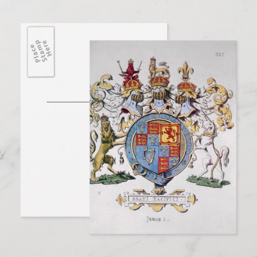 Wapenstaart van koning James I van Engeland Briefkaart (Voorkant / Achterkant)