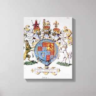 Wapenstaart van koning James I van Engeland Canvas Afdruk