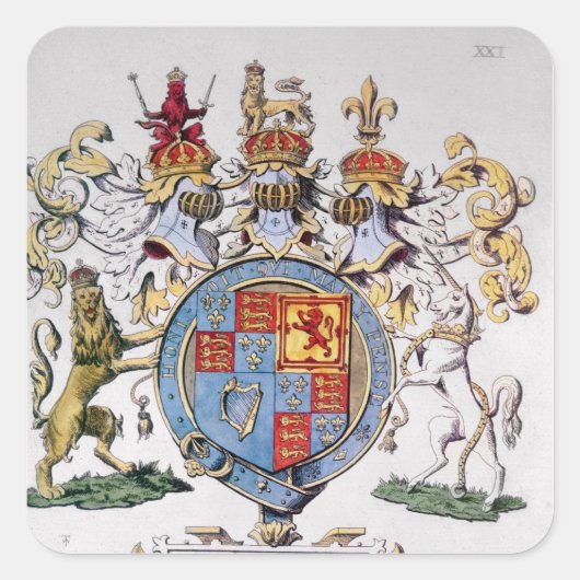 Wapenstaart van koning James I van Engeland Vierkante Sticker (Voorkant)