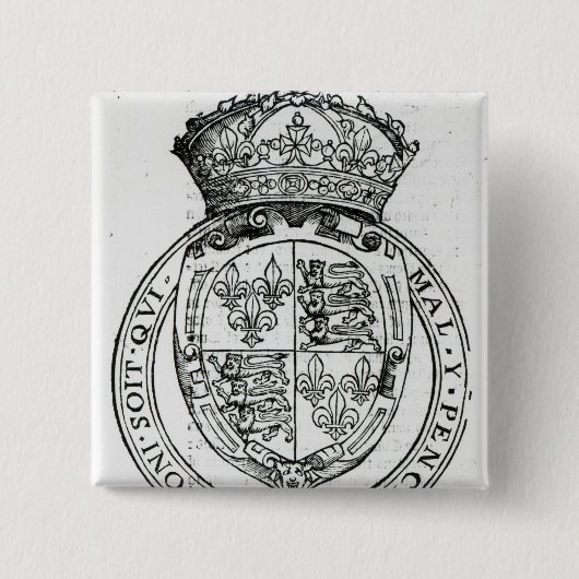 Wapenstaart van koningin Elizabeth I Vierkante Button 5,1 Cm (Voorkant)