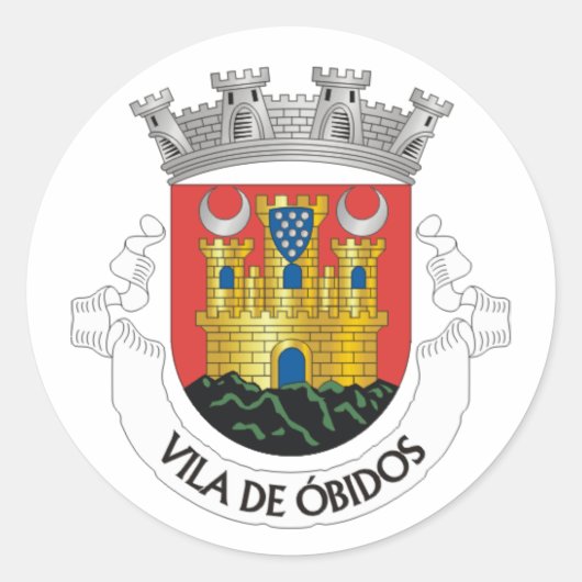 Wapenstaart van Óbidos, Portugal Ronde Sticker (Voorkant)