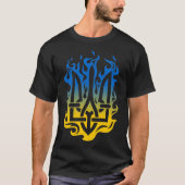 Wapenstaart van Oekraïne Trident yellow blue fire T-shirt (Voorkant)