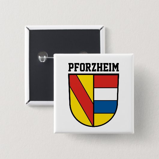 Wapenstaart van Pforzheim, Duitsland Vierkante Button 5,1 Cm (Voorkant /achterkant)