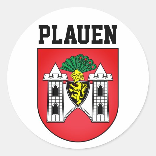 Wapenstaart van Plauen, Duitsland Ronde Sticker (Voorkant)