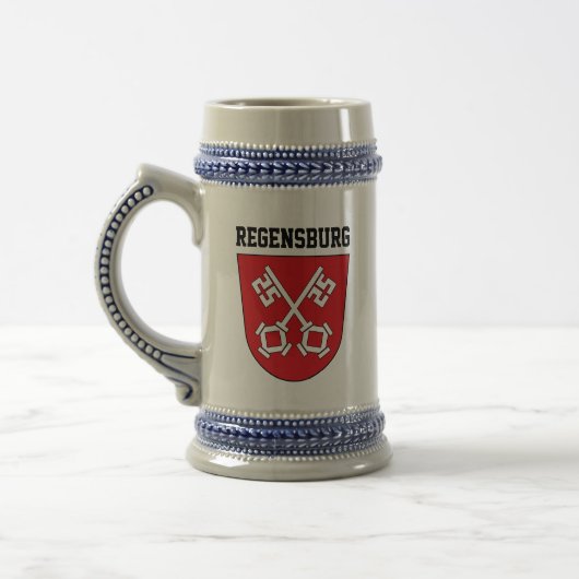 Wapenstaart van Regensburg, Duitsland Beer Stein Bierpul (Links)
