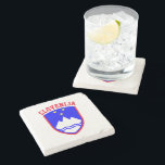 Wapenstaart van SLOVENIË Stenen Onderzetter<br><div class="desc">De Sloveense naam betekent "land van de Sloveense nationaliteit" in het Sloveens en in andere Zuid-Slavische talen.</div>