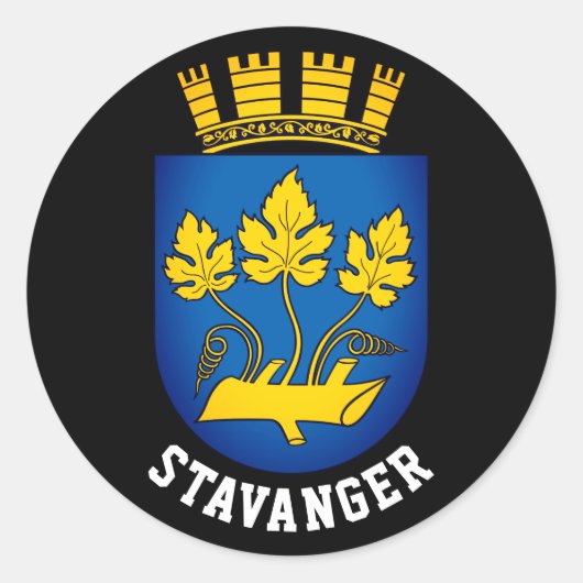 Wapenstaart van Stavanger, Noorwegen Ronde Sticker (Voorkant)