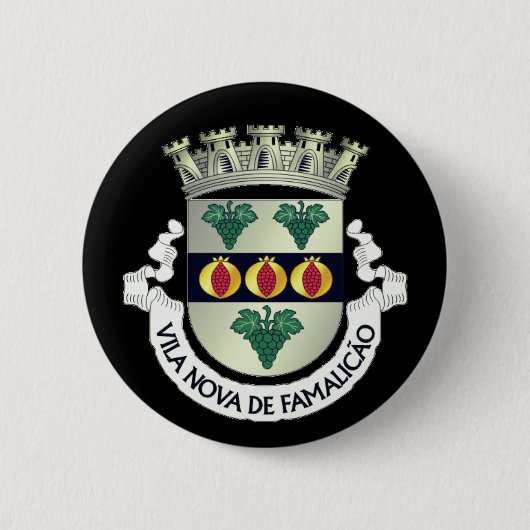Wapenstaart van Vila Nova de Famalicão, PORTUGAL Ronde Button 5,7 Cm (Voorkant)