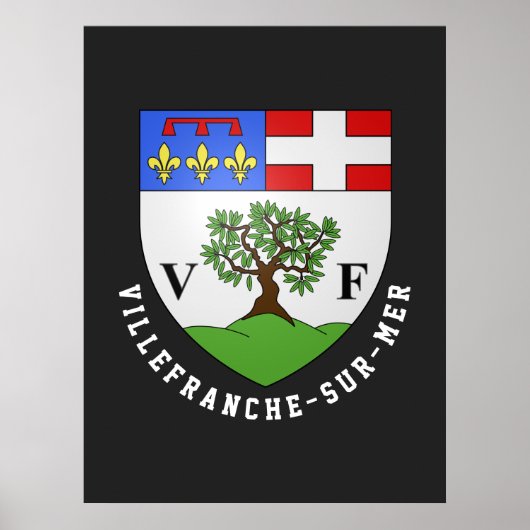 Wapenstaart van Villefranche-sur-Mer, Frankrijk Poster (Voorkant)
