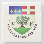 Wapenstaart van Villefranche-sur-Mer, Frankrijk Stenen Onderzetter (Voorkant)