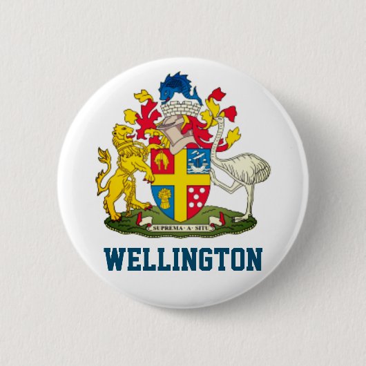 Wapenstaart van Wellington, Nieuw-Zeeland Ronde Button 5,7 Cm (Voorkant)