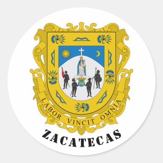 Wapenstaart van Zacatecas, Mexico Ronde Sticker (Voorkant)