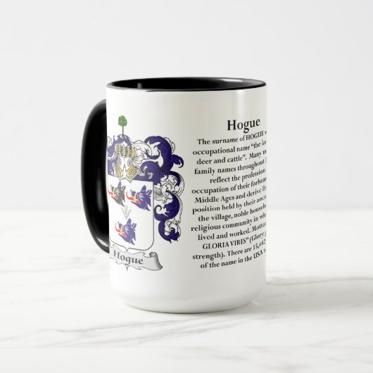 Wapenstaart voor de familie Hogue Mok (Voorkant links)