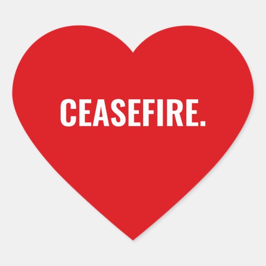 Wapenstilstand rood wit tekst minimalistische anti hart sticker (Voorkant)