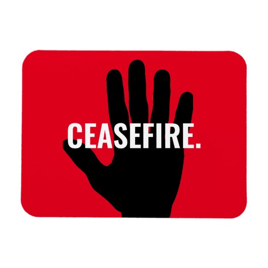 Wapenstilstand rood wit zwart hand anti oorlog dou magneet (Horizontaal)