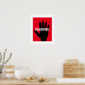 Wapenstilstand rood wit zwart stop hand anti oorlo poster (Keuken)