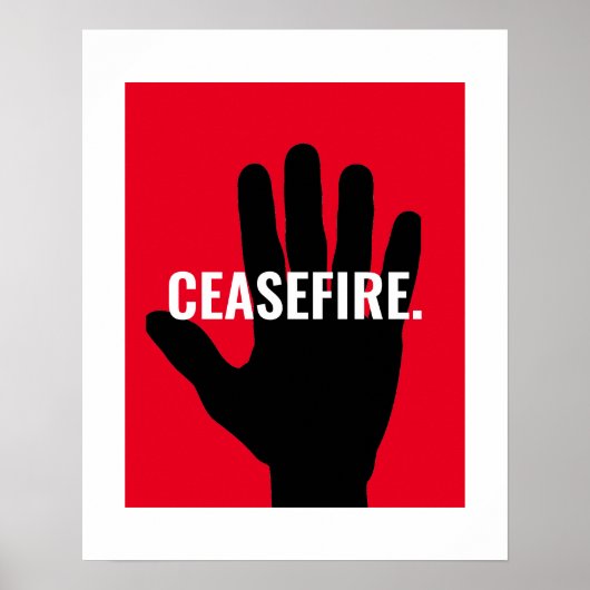 Wapenstilstand rood wit zwart stop hand anti oorlo poster (Voorkant)