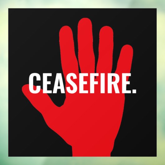 Wapenstilstand zwart wit rode hand anti oorlog dou raamsticker (Vel 3)