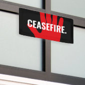 Wapenstilstand zwart wit rode hand anti oorlog dou spandoek (Buitenkant Gebouw)