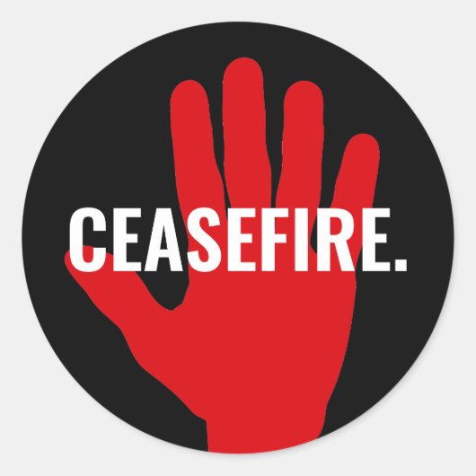 Wapenstilstand zwart wit rood hand vet aangepaste  ronde sticker (Voorkant)