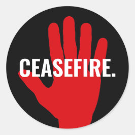 Wapenstilstand zwart wit rood hand vet aangepaste  ronde sticker