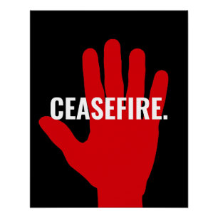 Wapenstilstand zwart wit rood stop hand anti oorlo perfect poster
