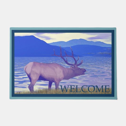 Wapiti (Eland) bij het meer - Welkom Deurmat (Voorkant)