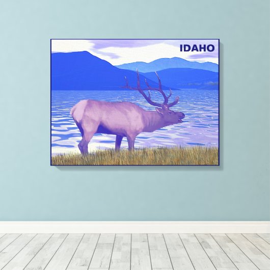 Wapiti (Elk) van het meer Canvas Afdruk (Insitu (Houten vloer))