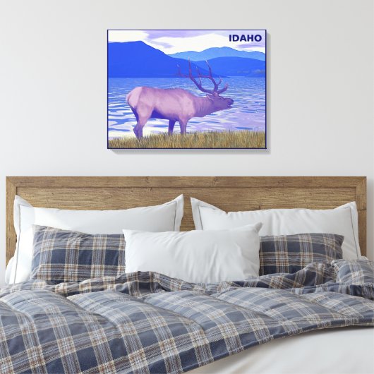 Wapiti (Elk) van het meer Canvas Afdruk (Insitu (Slaapkamer))