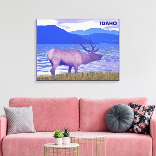 Wapiti (Elk) van het meer Canvas Afdruk (Insitu (Woonkamer))